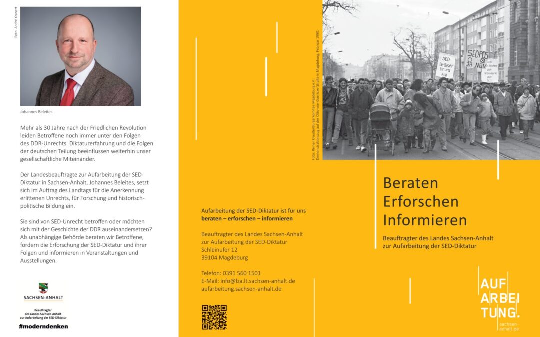Sprechtage der Behörde des Beauftragten des Landes Sachsen-Anhalt  zur Aufarbeitung der SED-Diktatur für das Jahr 2026